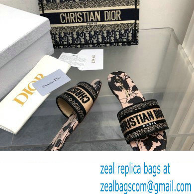Dior Beige and Black Cotton Embroidered with Fleurs Mystiques MotifDway Slide 2024