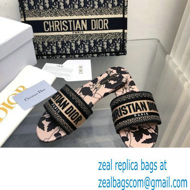 Dior Beige and Black Cotton Embroidered with Fleurs Mystiques MotifDway Slide 2024