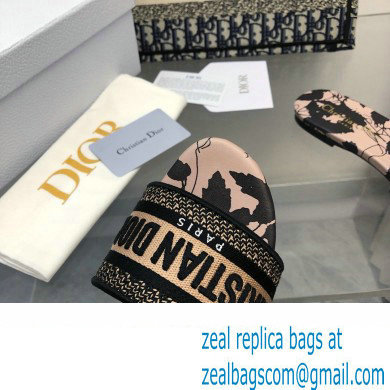 Dior Beige and Black Cotton Embroidered with Fleurs Mystiques MotifDway Slide 2024