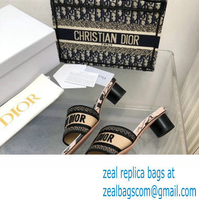Dior Beige and Black Cotton Embroidered with Fleurs Mystiques Motif Dway Heeled Slide 2024