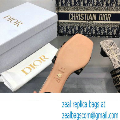 Dior Beige and Black Cotton Embroidered with Plan de Paris Motif Dway Heeled Slide 2024