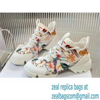 Dior D-Connect Sneaker in Technical Fabric Printed with White Multicolor Toile de Jouy Fantastica Motif 2024