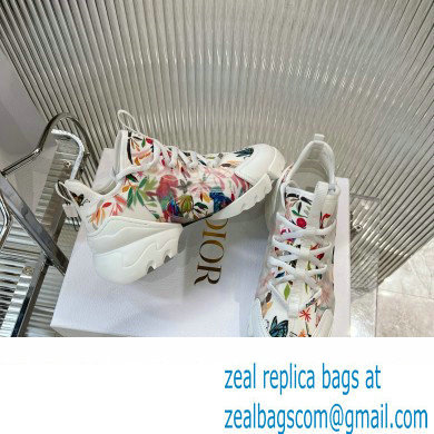 Dior D-Connect Sneaker in Technical Fabric Printed with White Multicolor Toile de Jouy Fantastica Motif 2024