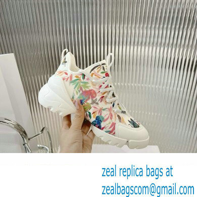 Dior D-Connect Sneaker in Technical Fabric Printed with White Multicolor Toile de Jouy Fantastica Motif 2024