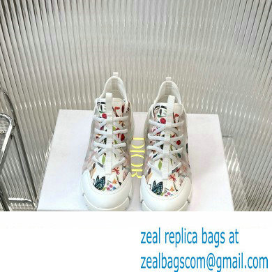 Dior D-Connect Sneaker in Technical Fabric Printed with White Multicolor Toile de Jouy Fantastica Motif 2024