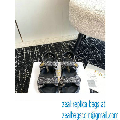 Dior Dioract Sandal in Black and White Houndstooth Tweed 2024