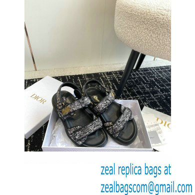 Dior Dioract Sandal in Black and White Houndstooth Tweed 2024