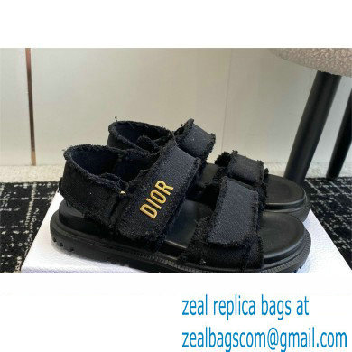Dior Dioract Sandal in black Fringed Cotton Canvas 2024