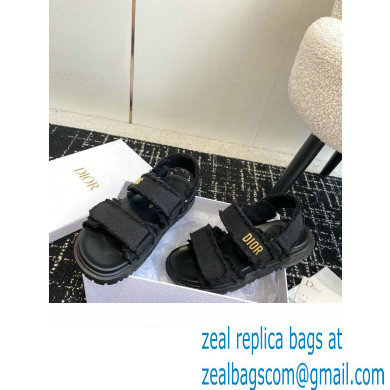 Dior Dioract Sandal in black Fringed Cotton Canvas 2024