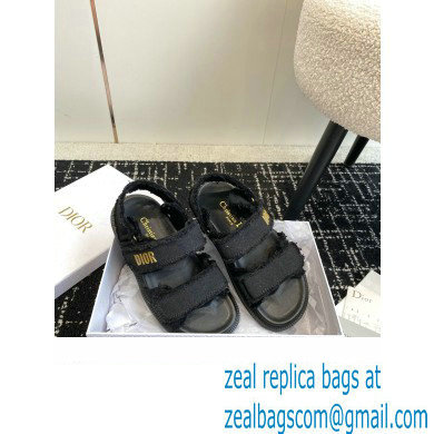 Dior Dioract Sandal in black Fringed Cotton Canvas 2024