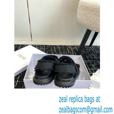 Dior Dioract Sandal in black Fringed Cotton Canvas 2024