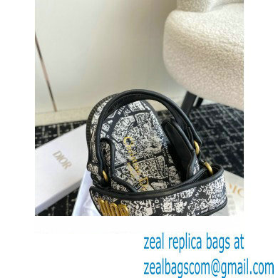 Dior Dioract Sandal in black and Navy Blue Technical Fabric with Plan de Paris Print 2024