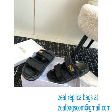 Dior Dioract Slides in Black Fringed Cotton Canvas 2024