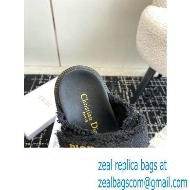 Dior Dioract Slides in Black Fringed Cotton Canvas 2024