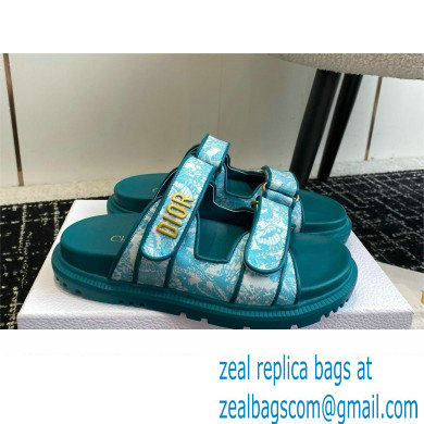 Dior Dioract Slides in Technical Fabric with Sea Green Allover Butterfly Print 2024