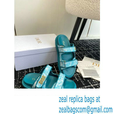 Dior Dioract Slides in Technical Fabric with Sea Green Allover Butterfly Print 2024
