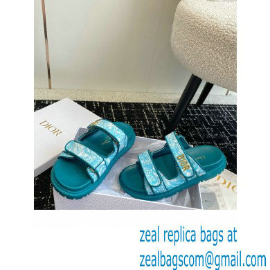 Dior Dioract Slides in Technical Fabric with Sea Green Allover Butterfly Print 2024