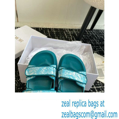 Dior Dioract Slides in Technical Fabric with Sea Green Allover Butterfly Print 2024