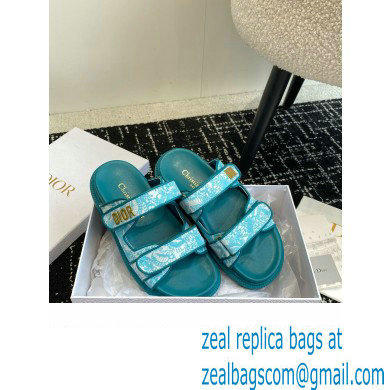 Dior Dioract Slides in Technical Fabric with Sea Green Allover Butterfly Print 2024