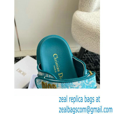 Dior Dioract Slides in Technical Fabric with Sea Green Allover Butterfly Print 2024