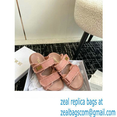 Dior Dioract Slides in pink Fringed Cotton Canvas 2024