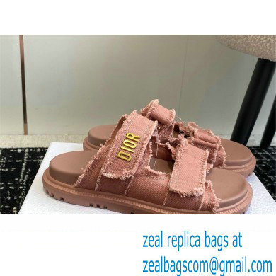Dior Dioract Slides in pink Fringed Cotton Canvas 2024