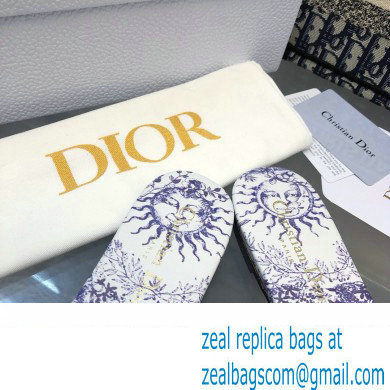 Dior Embroidered Cotton and White and Blue Toile de Jouy Soleil Motif Dway Slide 2024
