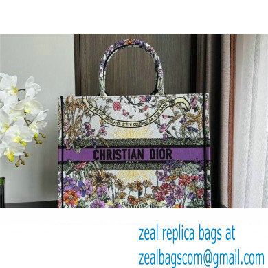 Dior LARGE Book Tote Bag in Ecru Multicolor Dior 4 Saisons Ete Soleil Embroidery 2024