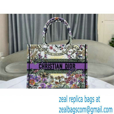 Dior Medium Book Tote Bag in Ecru Multicolor Dior 4 Saisons Ete Soleil Embroidery 2024