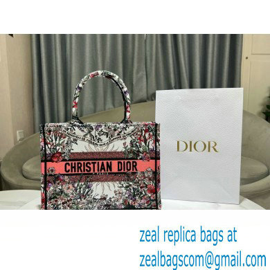 Dior Medium Book Tote Bag in Ecru Multicolor Dior 4 Saisons Printemps Soleil Embroidery 2024