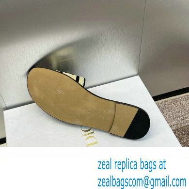 Dior Natural Raffia and Black Embroidered Cotton Dway Slide 2024