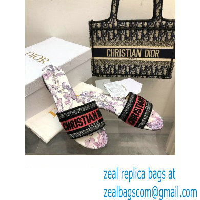 Dior Nude Multicolor Embroidered Cotton with Toile de Jouy Mexico Motif Dway Slide 2024