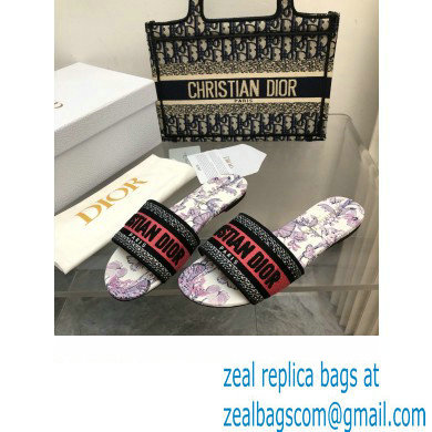Dior Nude Multicolor Embroidered Cotton with Toile de Jouy Mexico Motif Dway Slide 2024