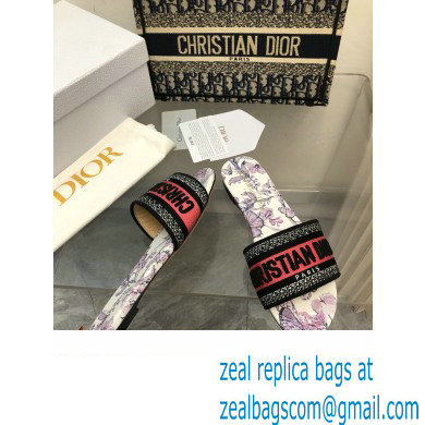 Dior Nude Multicolor Embroidered Cotton with Toile de Jouy Mexico Motif Dway Slide 2024