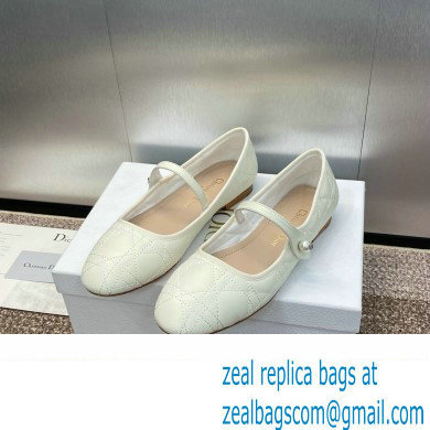 Dior WHITE Quilted Cannage Calfskin Ballet Flats 2024