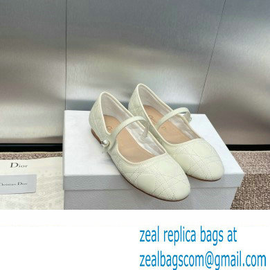 Dior WHITE Quilted Cannage Calfskin Ballet Flats 2024