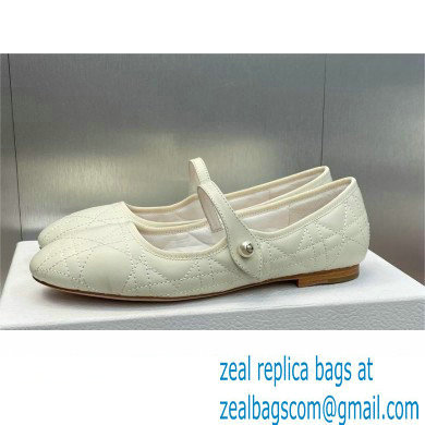 Dior WHITE Quilted Cannage Calfskin Ballet Flats 2024