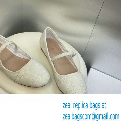 Dior WHITE Quilted Cannage Calfskin Ballet Flats 2024