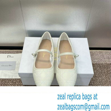 Dior WHITE Quilted Cannage Calfskin Ballet Flats 2024