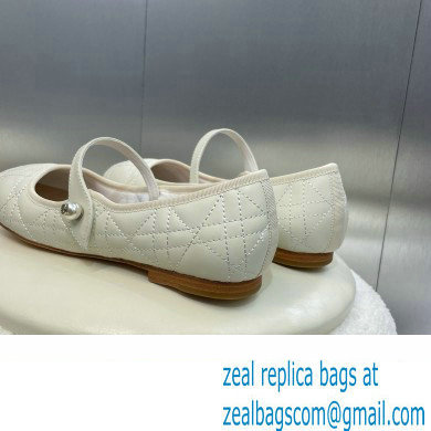 Dior WHITE Quilted Cannage Calfskin Ballet Flats 2024