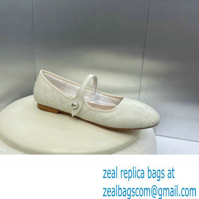 Dior WHITE Quilted Cannage Calfskin Ballet Flats 2024
