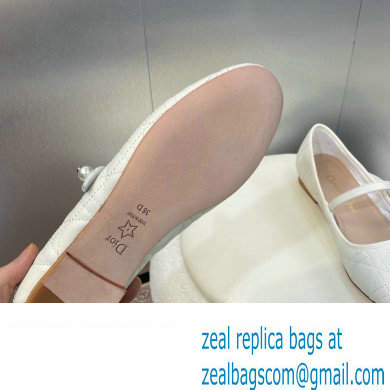 Dior WHITE Quilted Cannage Calfskin Ballet Flats 2024