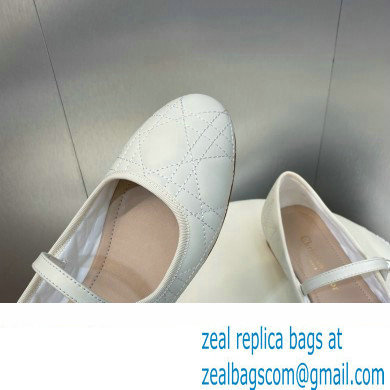 Dior WHITE Quilted Cannage Calfskin Ballet Flats 2024