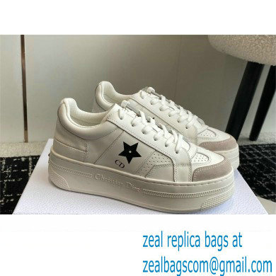 Dior White Calfskin and Suede Star Platform Sneaker 2024