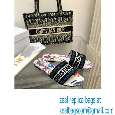 Dior White Multicolor Embroidered Cotton with Toile de Jouy Fantastica Motif Dway Slide 2024
