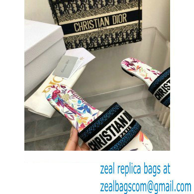Dior White Multicolor Embroidered Cotton with Toile de Jouy Fantastica Motif Dway Slide 2024