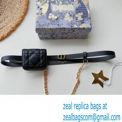 Dior Width 1.5cm Pouch Belt with Chain Black 01 2024