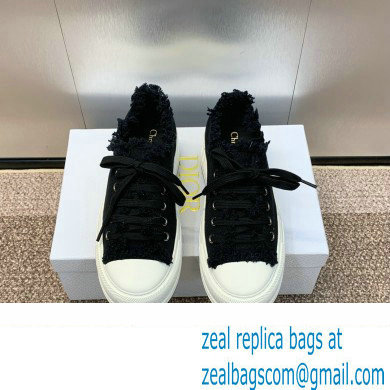 Dior black Fringed Cotton Canvas with Embroideries Walk'n'Dior Platform Sneaker 2024