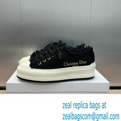 Dior black Fringed Cotton Canvas with Embroideries Walk'n'Dior Platform Sneaker 2024