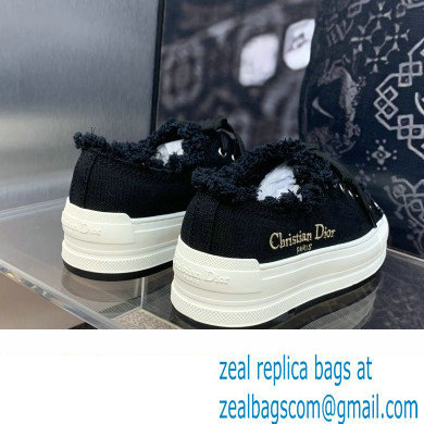 Dior black Fringed Cotton Canvas with Embroideries Walk'n'Dior Platform Sneaker 2024